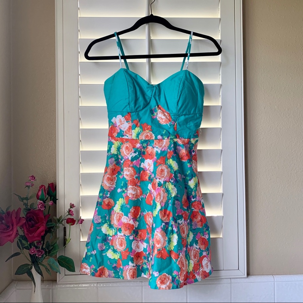 Charlotte Russe Blue Floral Mini Dress (Size S)